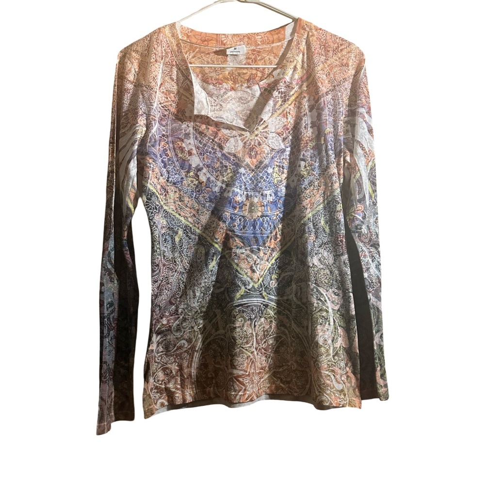 Laura Ashley Multicolor Paisley Long Sleeve Top y2k